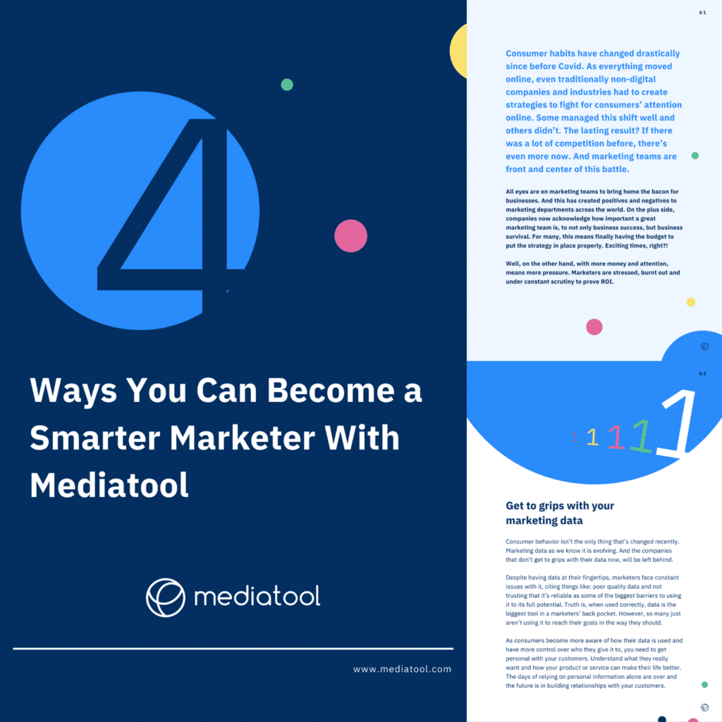 Image of ebook cover that says "4 ways you can become a smarter marketer with Mediatool"